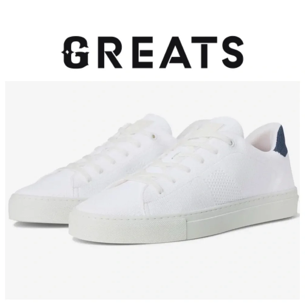 NWOB GREATS BROOKLYN G-Knit White / Navy Sneakers Mens Size: 11